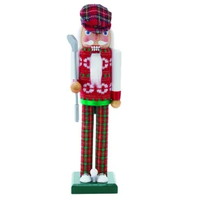 15" Red and Green Golfer Nutcracker