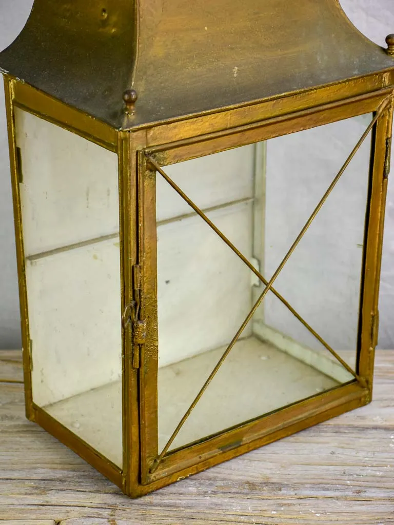 19th Century French wall lantern with gold patina 18½"