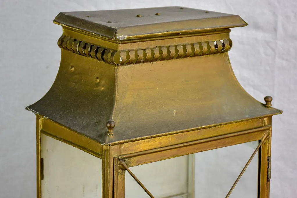 19th Century French wall lantern with gold patina 18½"