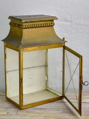 19th Century French wall lantern with gold patina 18½"