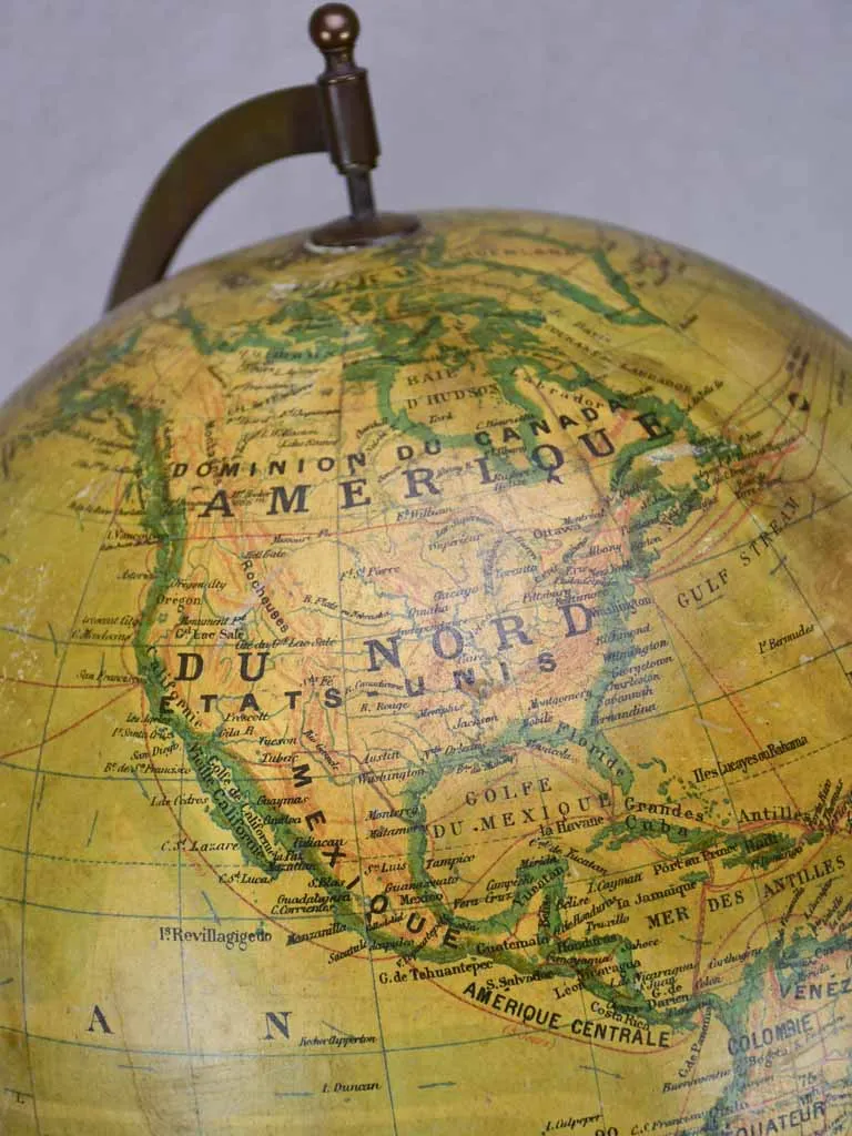 19th century French world globe with decorative base 22¾"