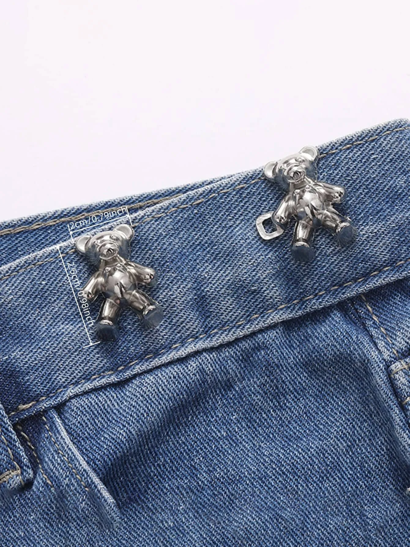 1pc Cartoon Bear Shaped DIY Sewing Button, Minimalist Iron Alloy Adjustable Jeans Button For Sewing