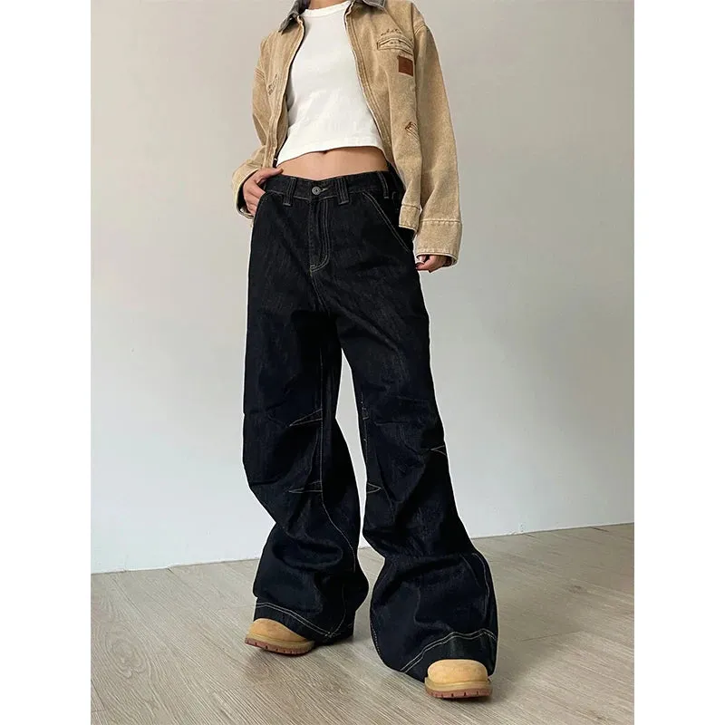 2024 also has an American style washed design with a sense of drape. Men's and women's high street wide leg loose casual autumn