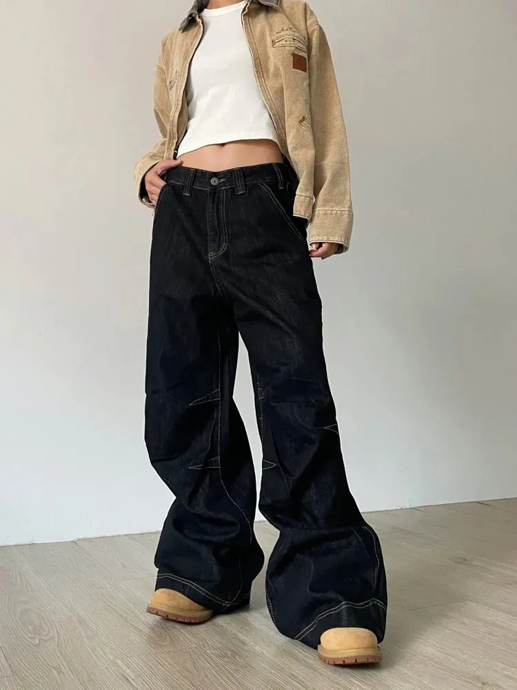 2024 also has an American style washed design with a sense of drape. Men's and women's high street wide leg loose casual autumn