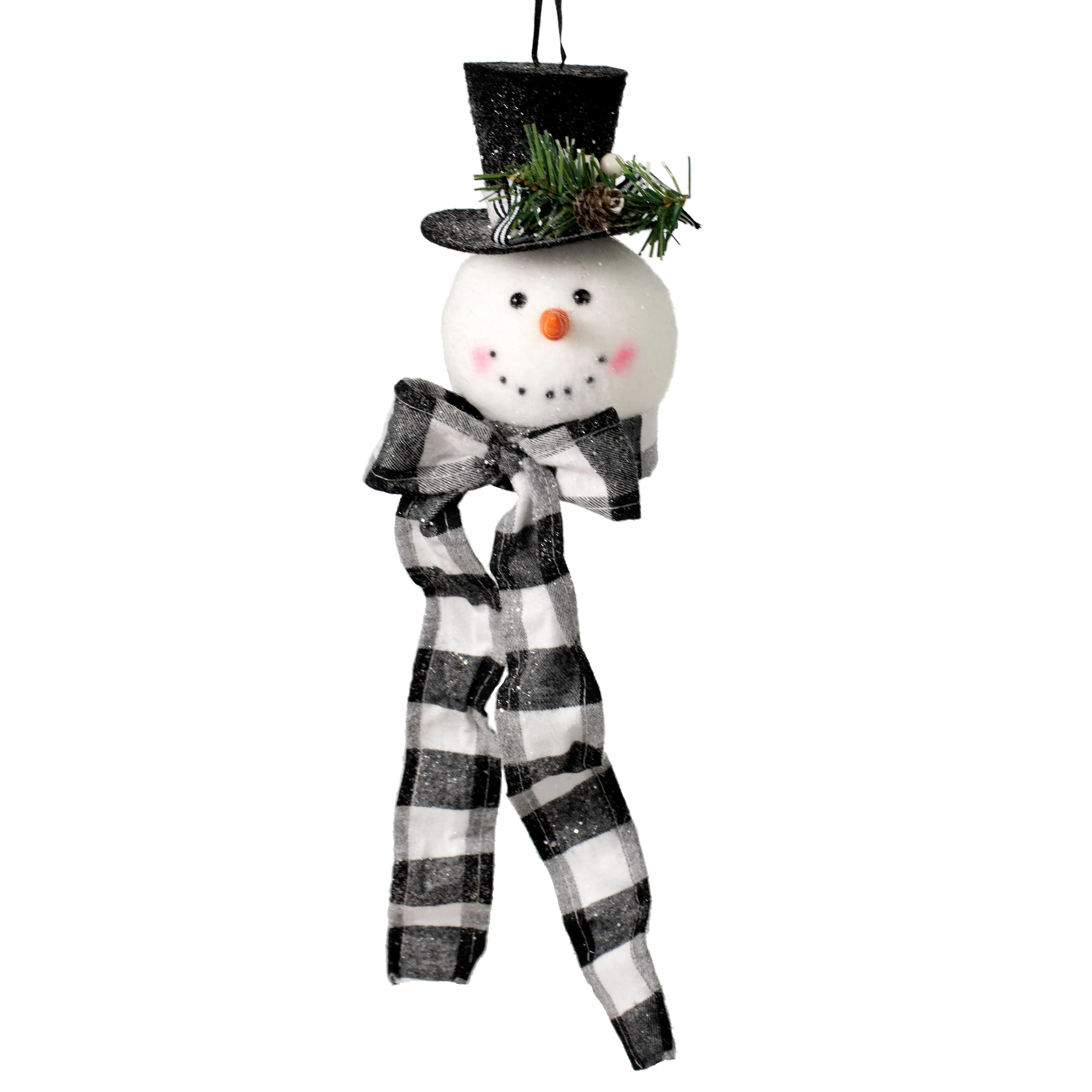 6.5" Snowman Head & Check Scarf Ornament