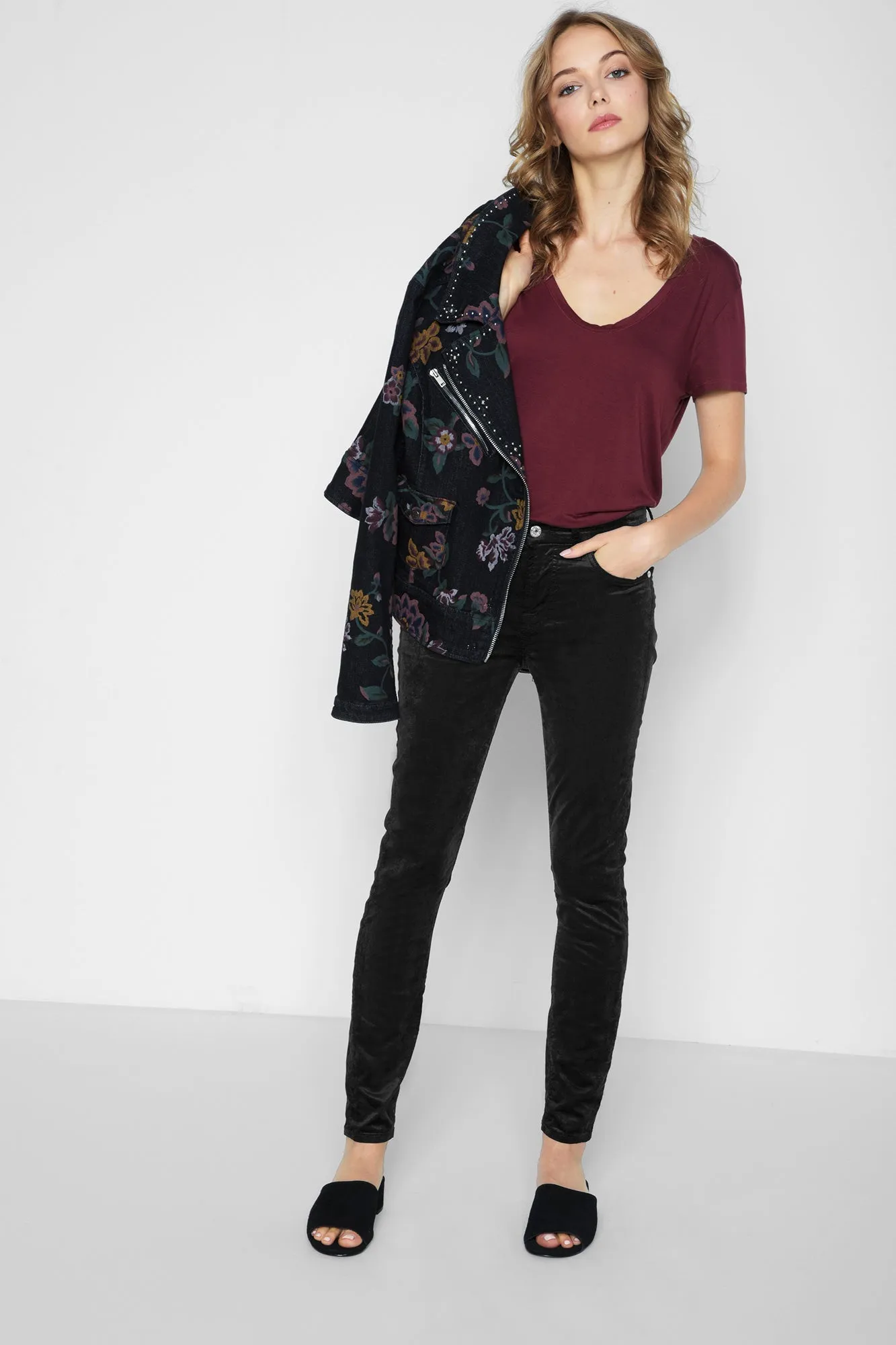 7 For All Mankind - Ankle Skinny Black Velvet