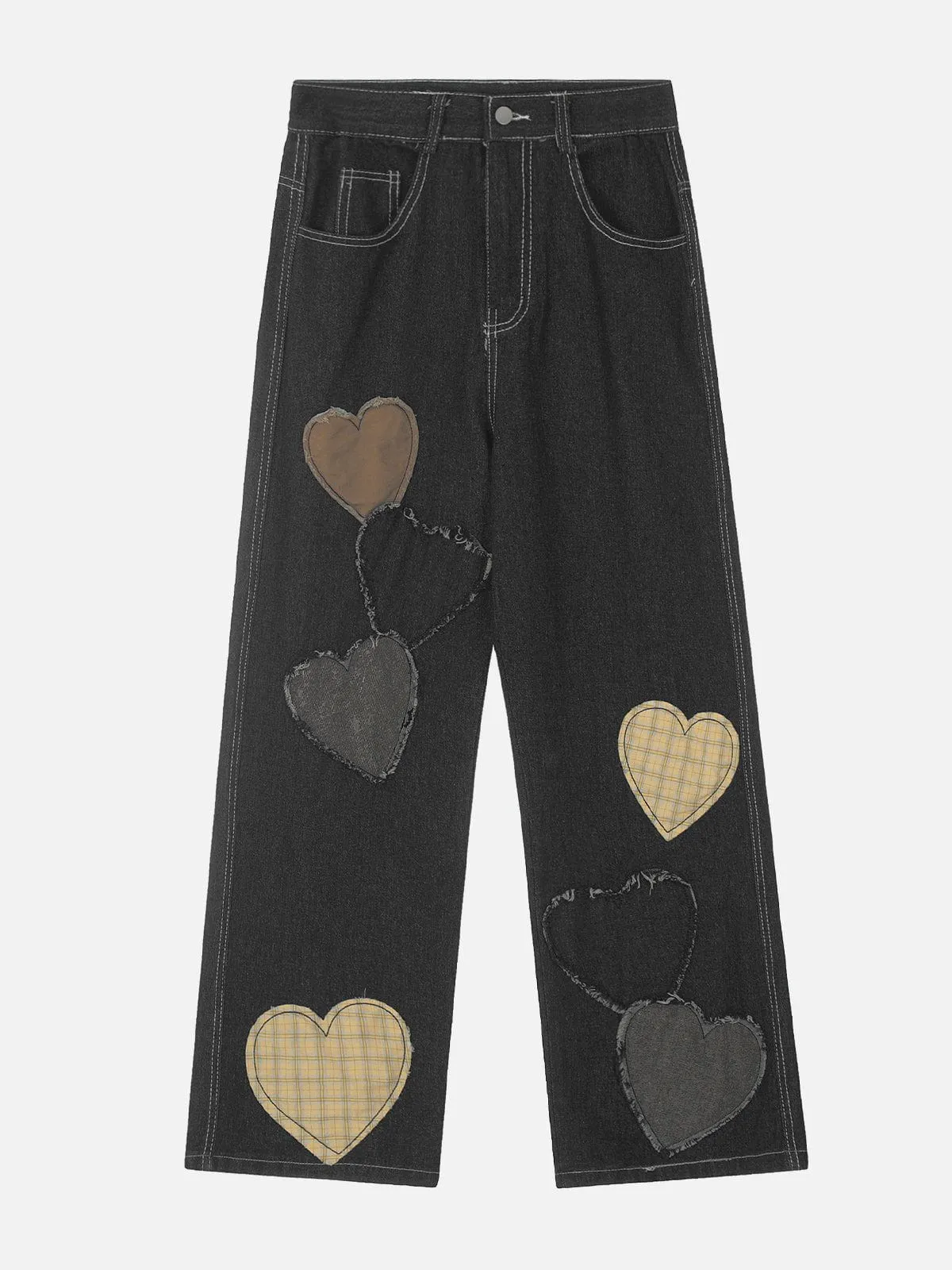 Aelfric Eden Applique Plaid Heart Jeans