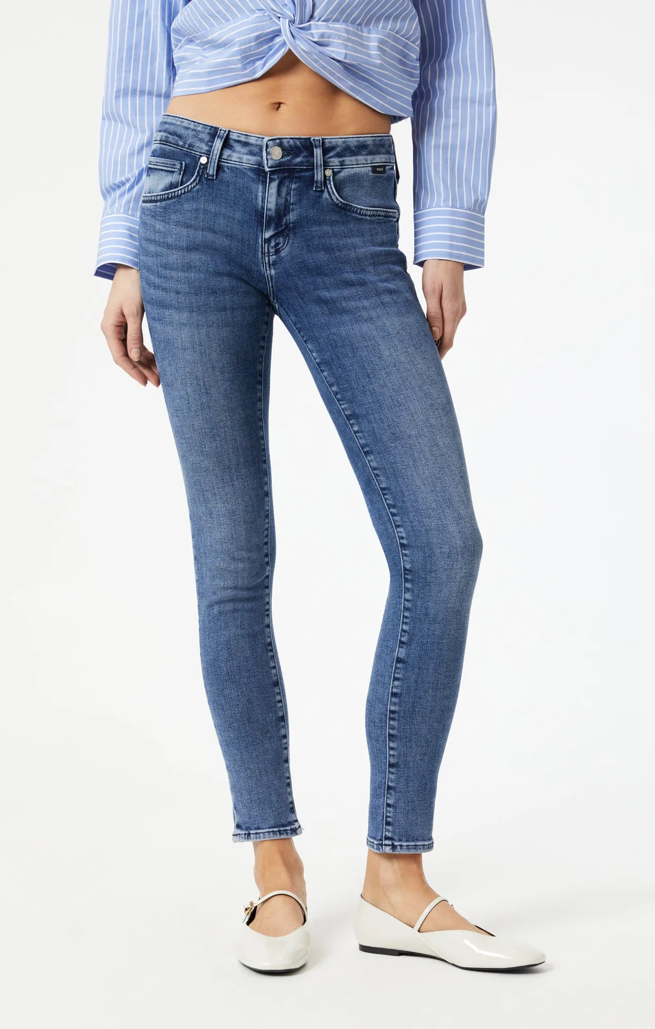 ALEXA SKINNY IN MID FEATHER BLUE