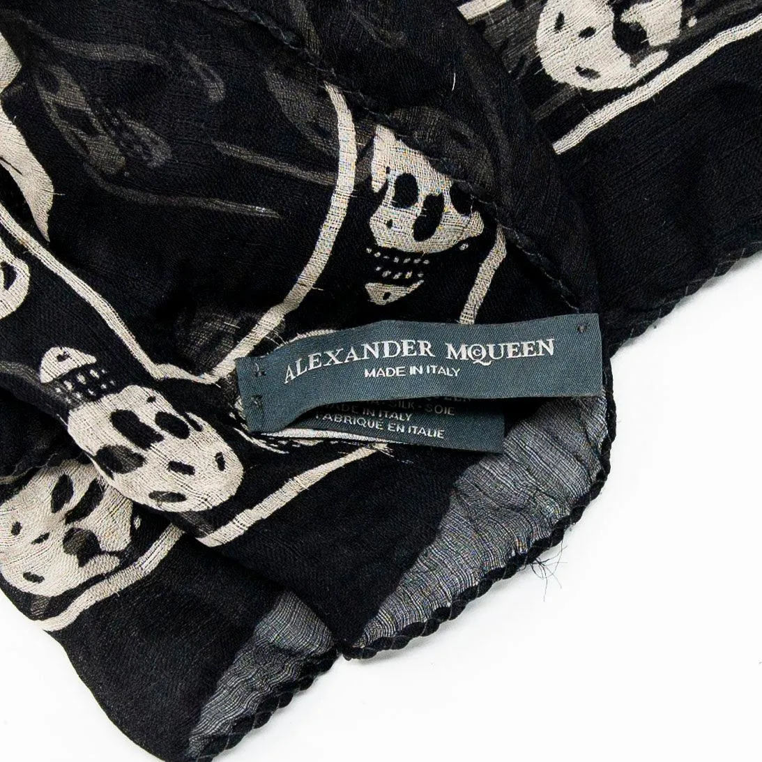 Alexander Mcqueen Black Silk Skull Scarf