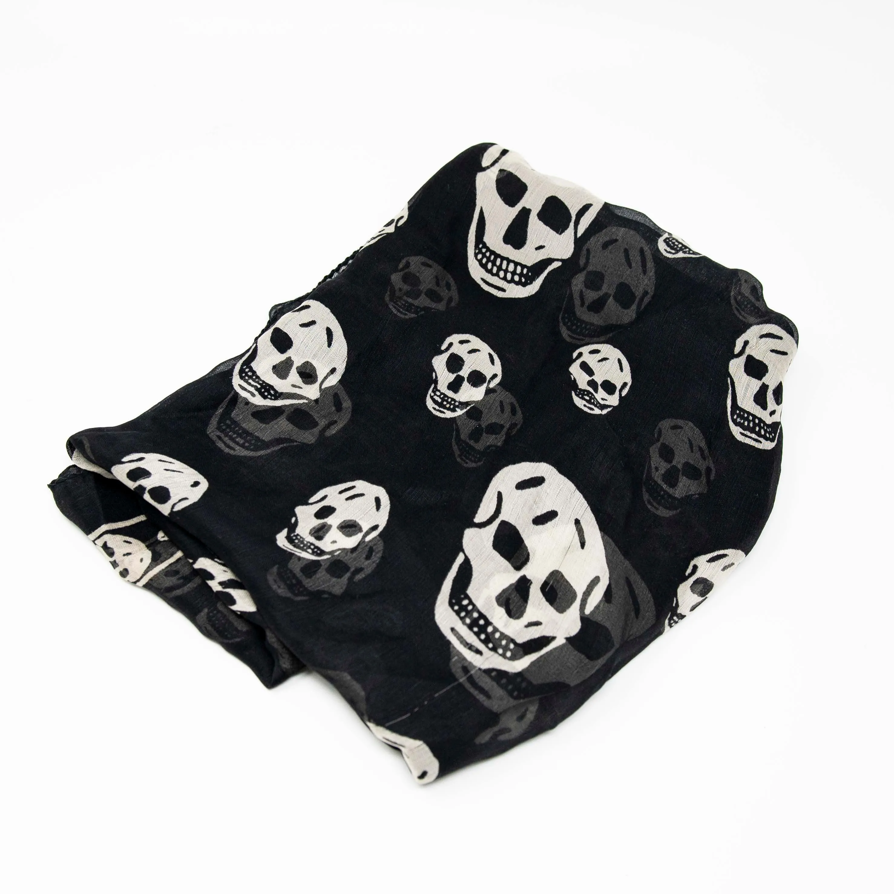 Alexander Mcqueen Black Silk Skull Scarf