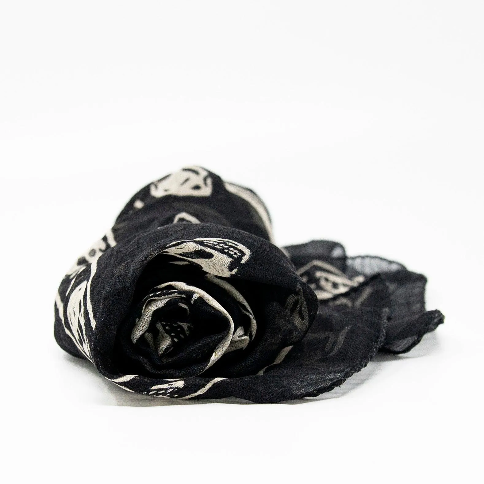 Alexander Mcqueen Black Silk Skull Scarf