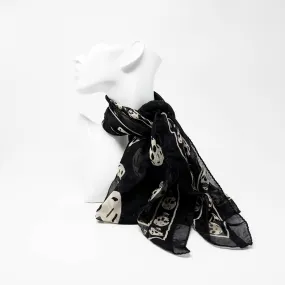 Alexander Mcqueen Black Silk Skull Scarf