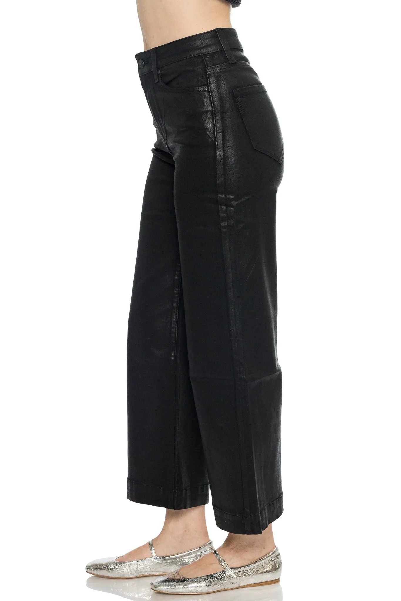 Anessa Wide Leg in Black Fog Luxe Coating