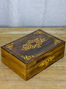 Antique French marquetry storage box