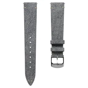 Arbour V-Stitch Denim Design Genuine Leather Watch Strap - Grey