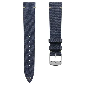 Arbour V-Stitch Denim Design Genuine Leather Watch Strap - Navy Blue