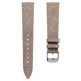 Arbour V-Stitch Denim Design Genuine Leather Watch Strap - Quartz Pink