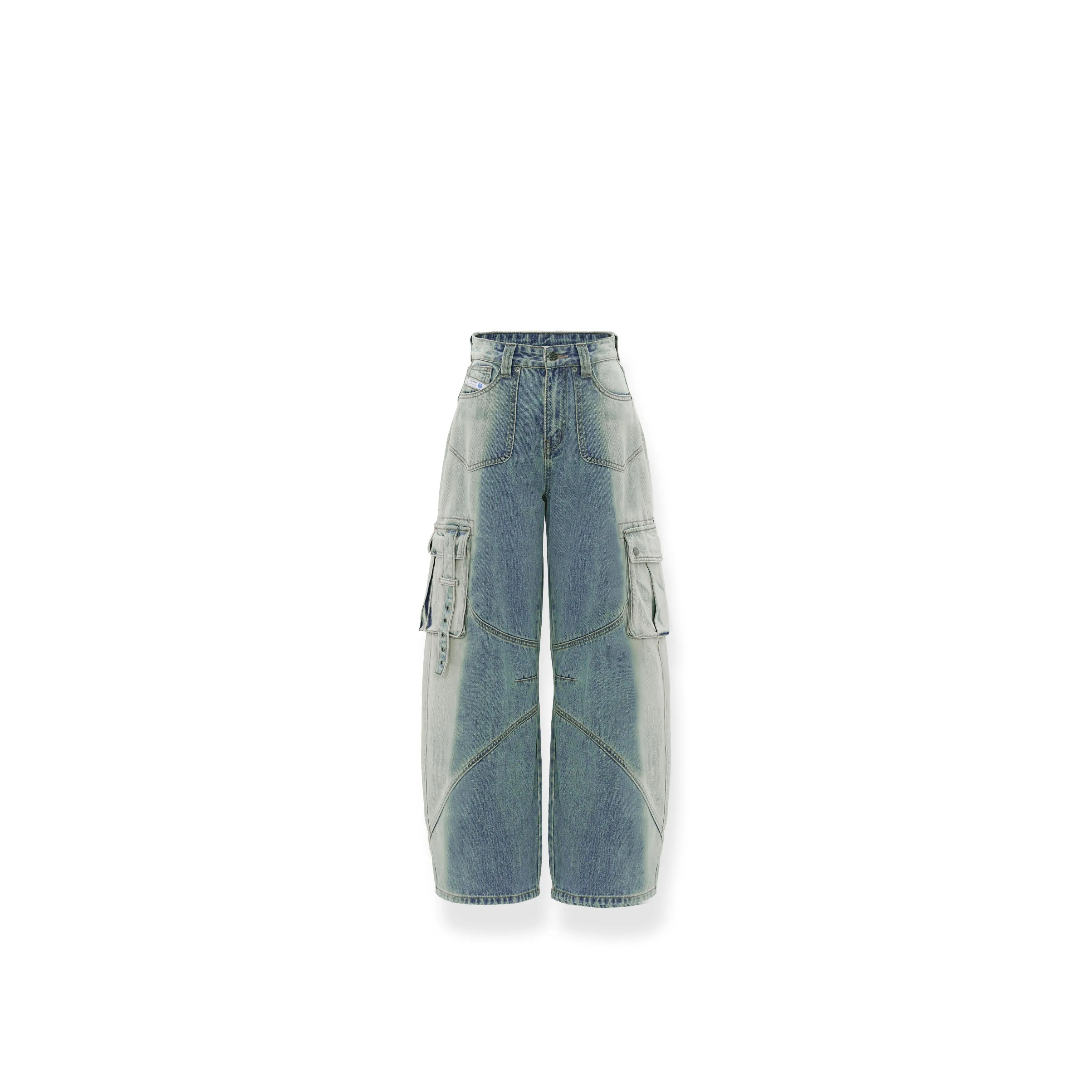 Arc Aesthetic Loose Scimitar Shape Pockets Denim Jeans