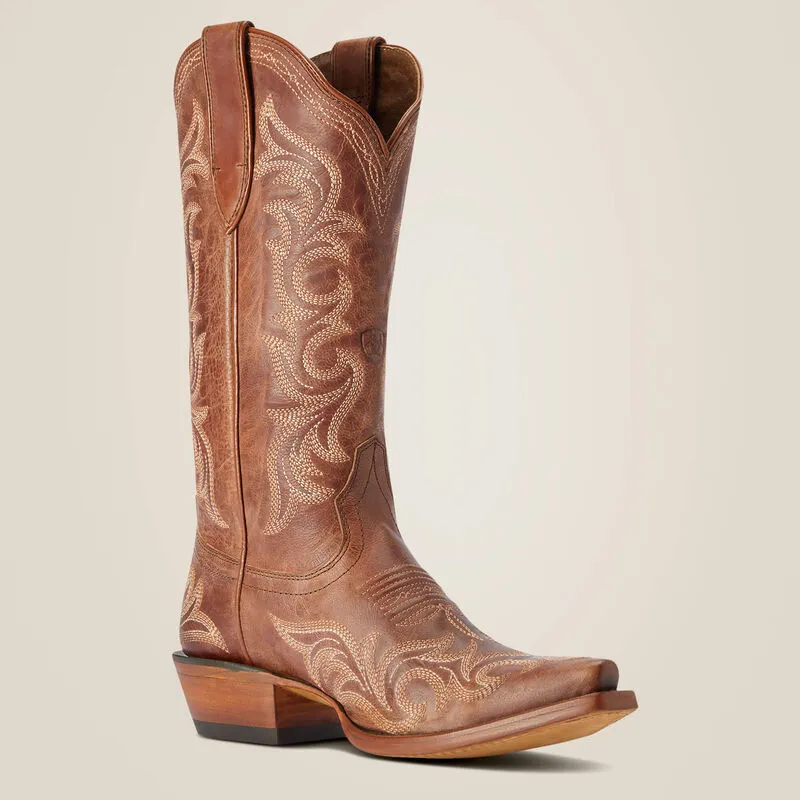 Ariat Ladies Whiskey Hazen Snip Toe Western Boots with All-Over Stitching