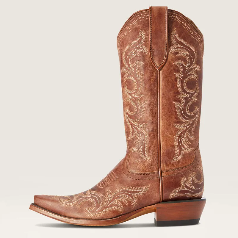 Ariat Ladies Whiskey Hazen Snip Toe Western Boots with All-Over Stitching