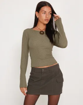 Armina Long Sleeve Top in Khaki