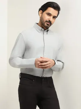 Ascot Grey Printed Cotton Relaxed Fit Shirt