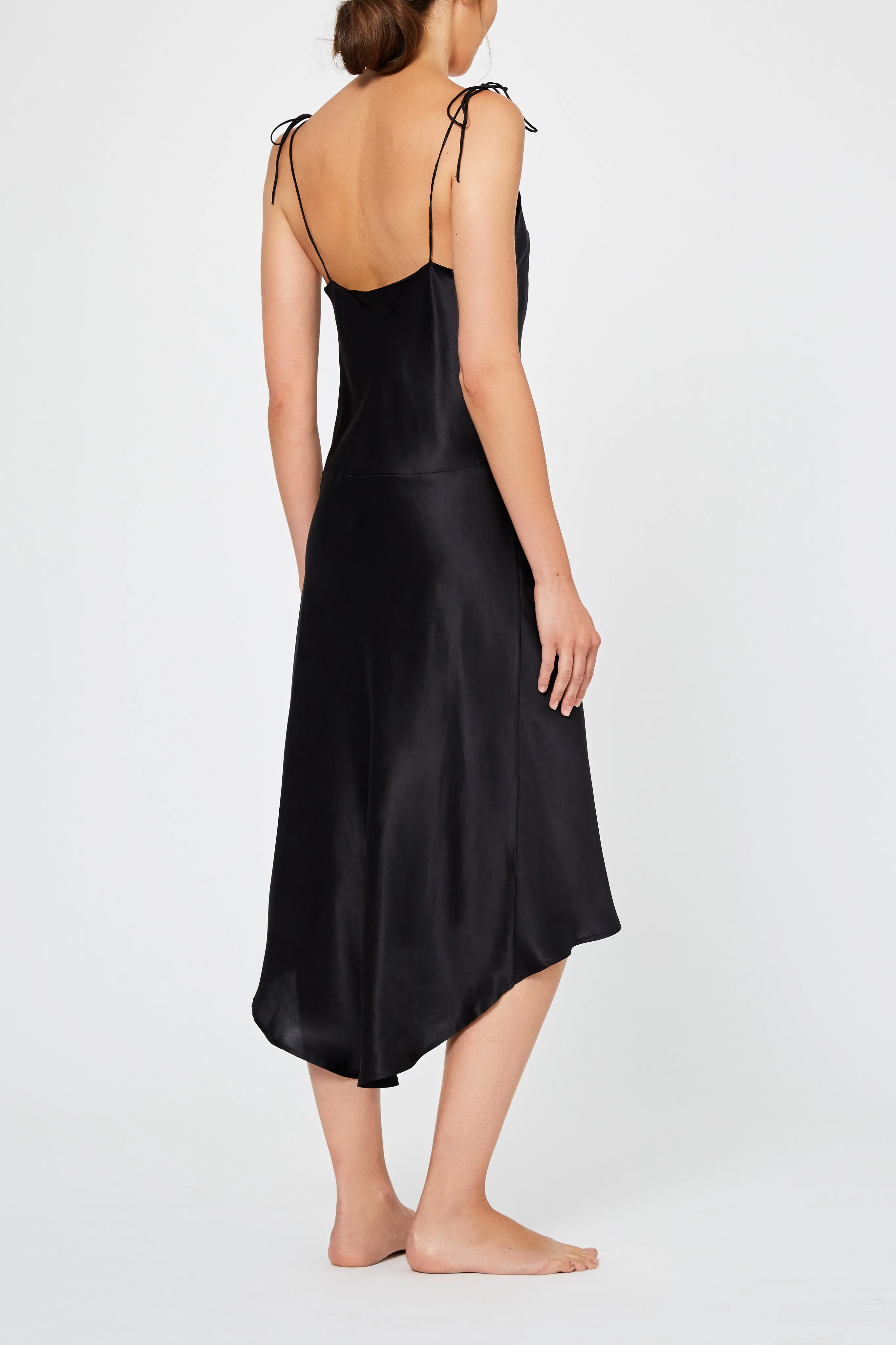 Aurora Black Silk Nightdress