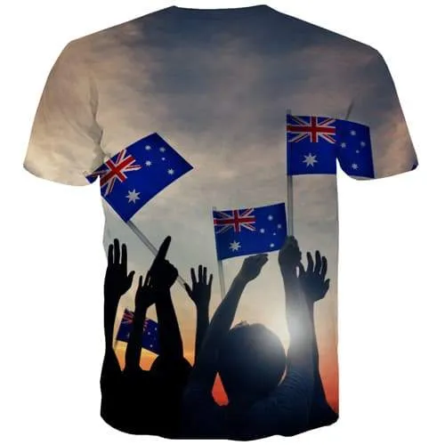 Australian Flag T-shirt Men Australia Tshirt Printed Harajuku T-shirts 3d Character Tshirt Anime Abstract Tshirts Cool