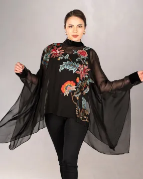 Ava Embroidered Poncho by Vintage Collection