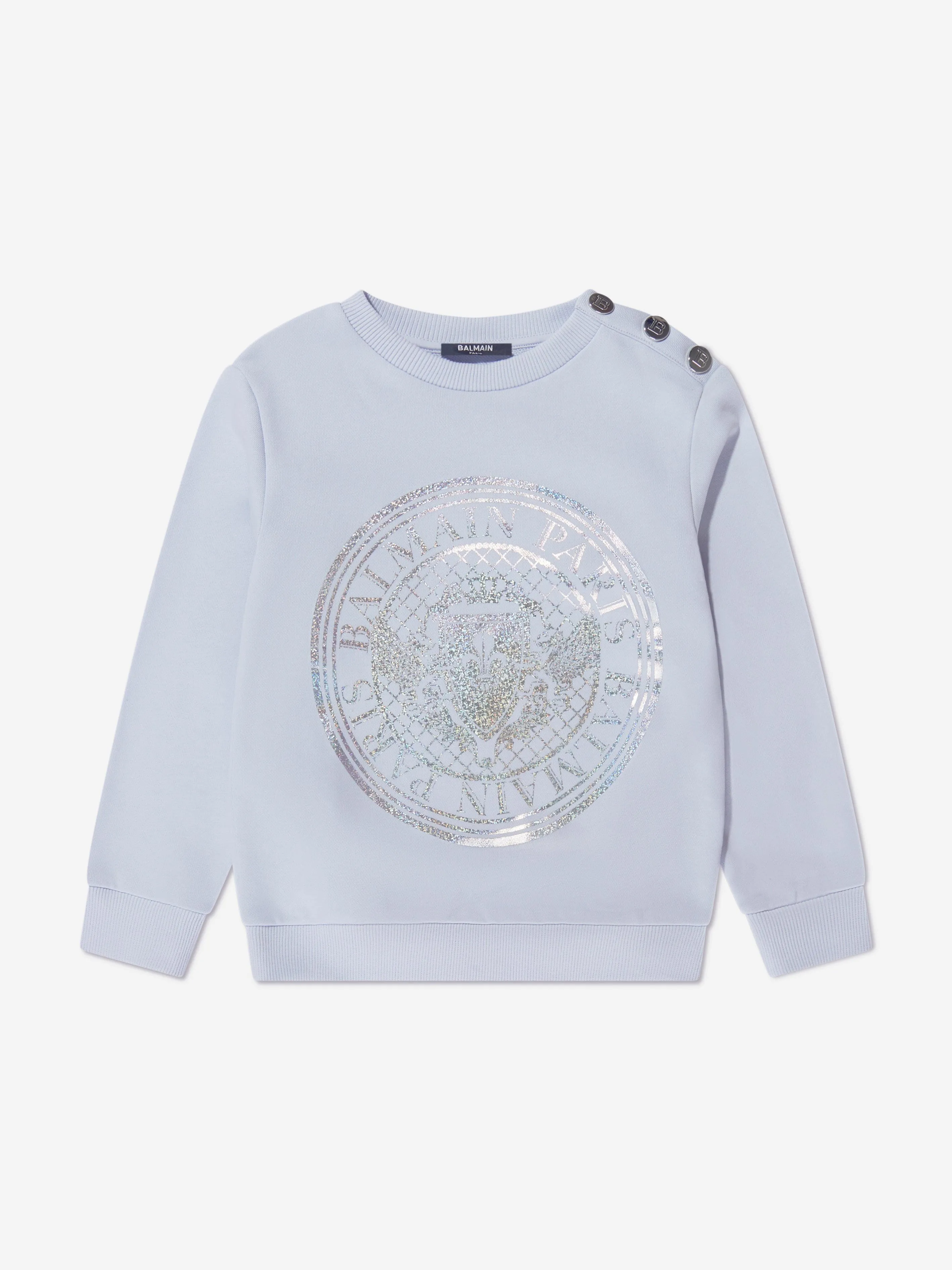 Balmain Boys Logo Print Sweatshirt in Grey