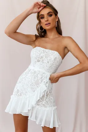 Banksia Lace Bandeau Wrap Dress White