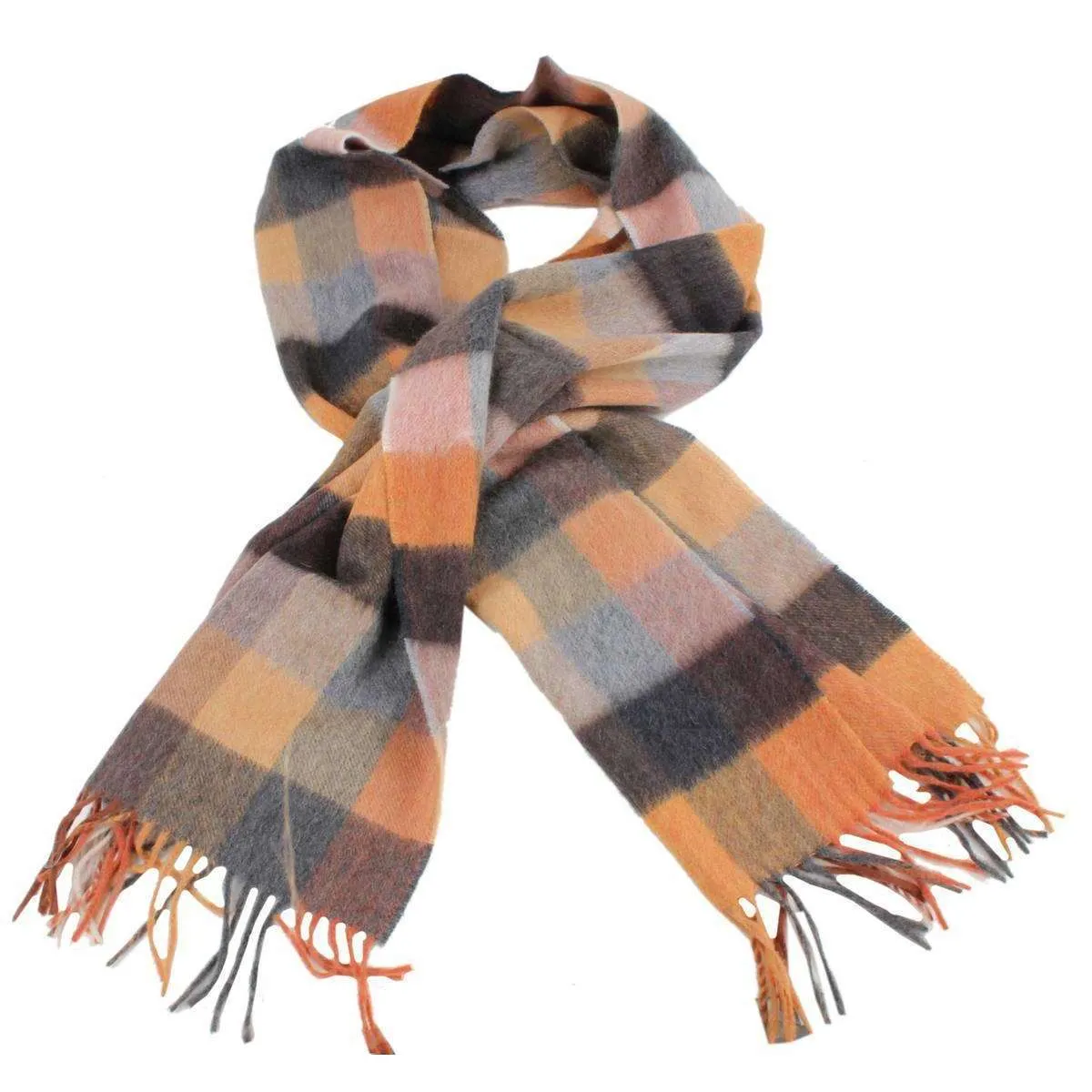 Bassin and Brown Bailey 1 Large Check Wool Scarf - Brown/Charcoal