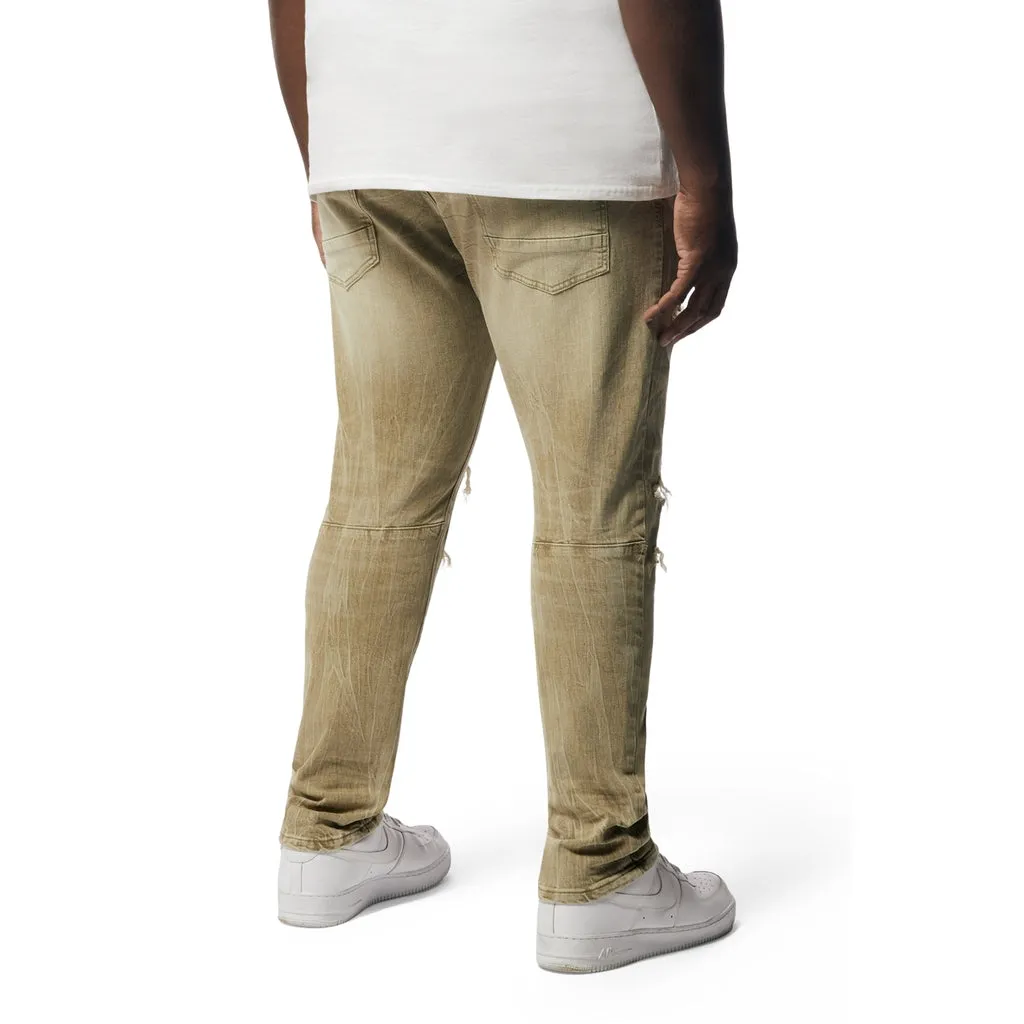 Big and Tall - Rip & Repaired Colored Jeans - Light Oak