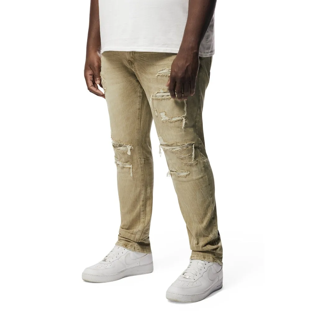 Big and Tall - Rip & Repaired Colored Jeans - Light Oak