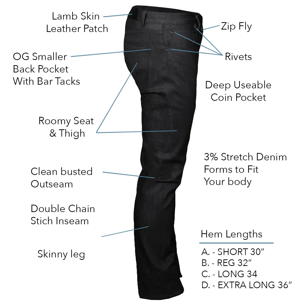 Billy Jeans // BLACK  Denim - Adult Skinny Jeans - Small Batch