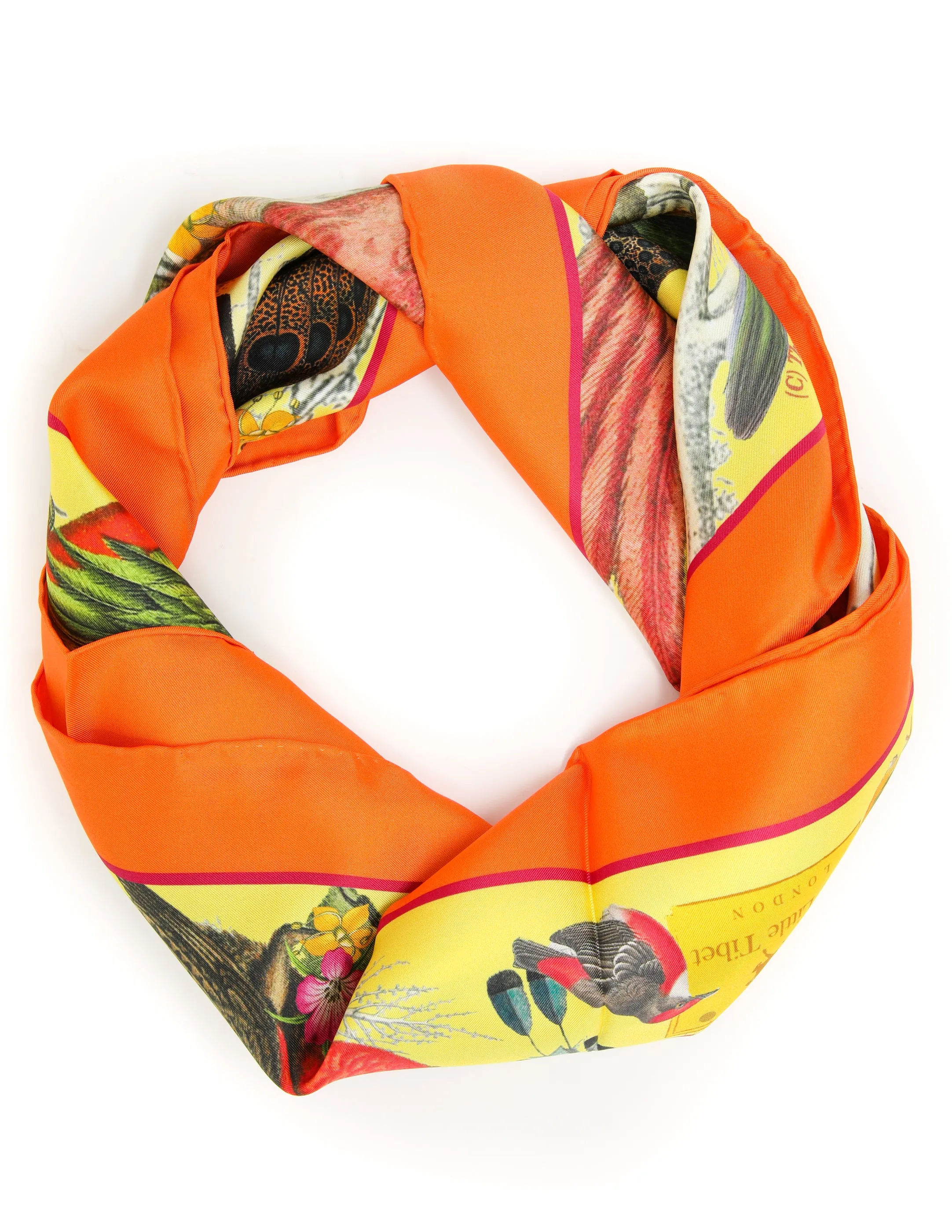 Bird's Nest Square Silk Scarf-Orange