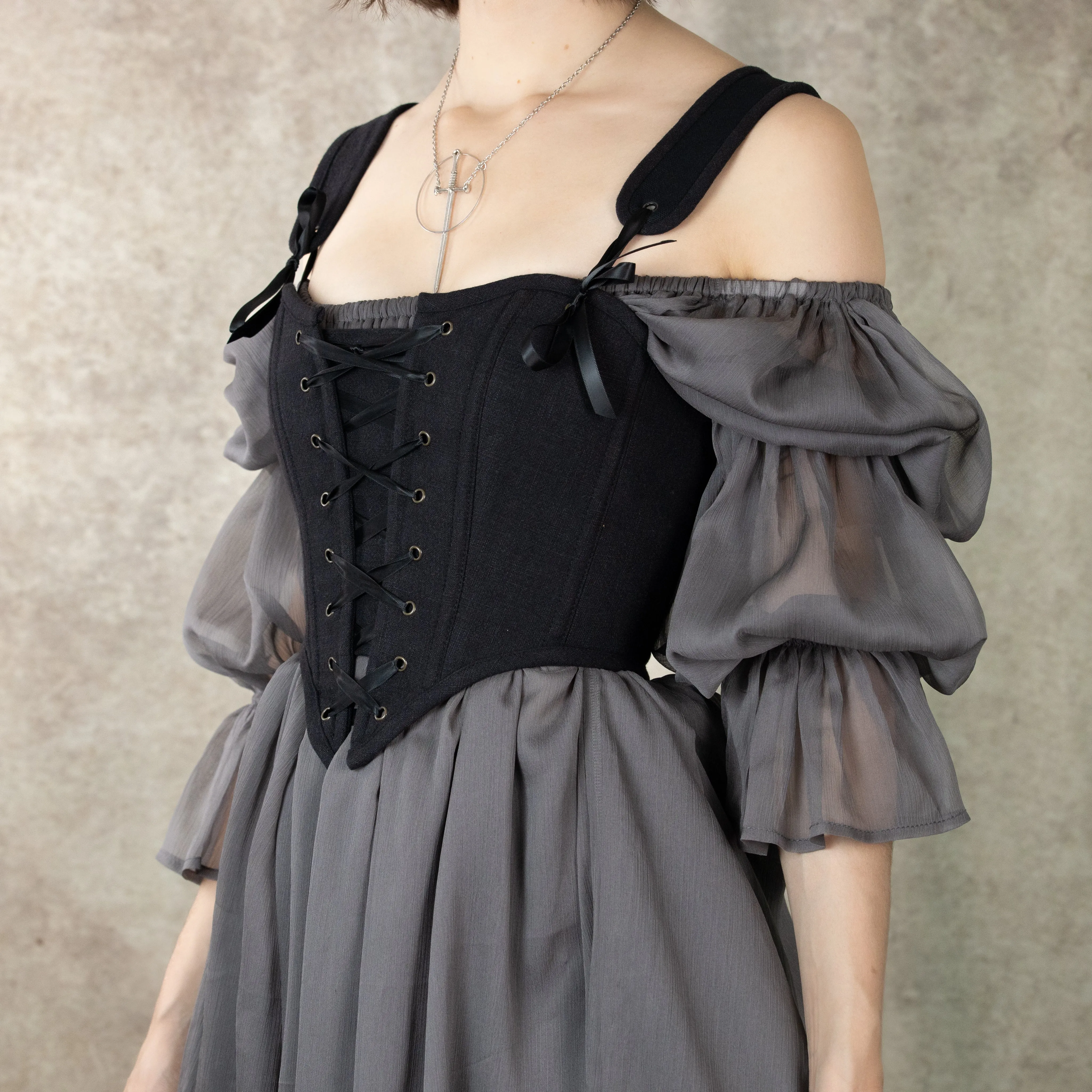 Black Cotton Corset Top