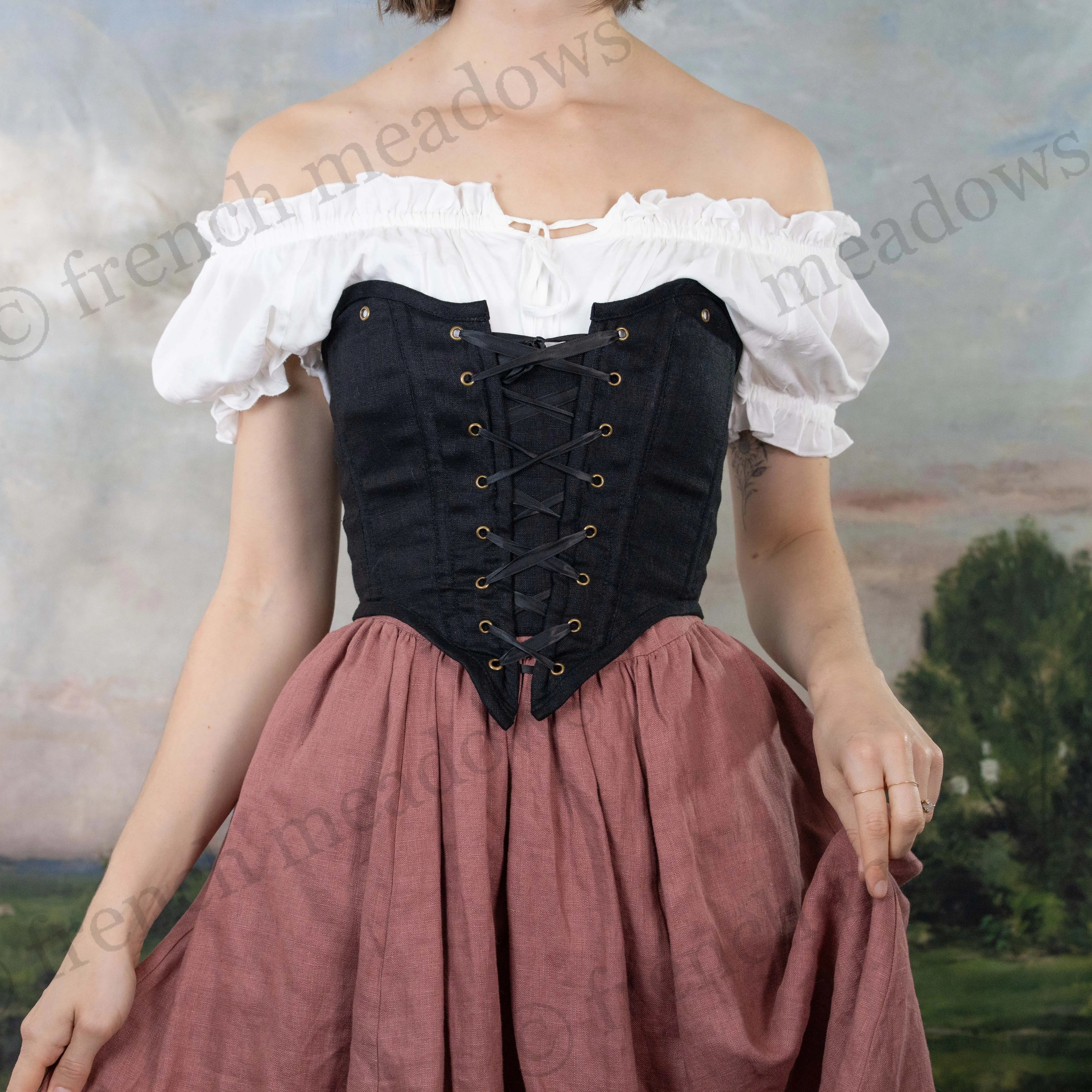 Black Cotton Corset Top