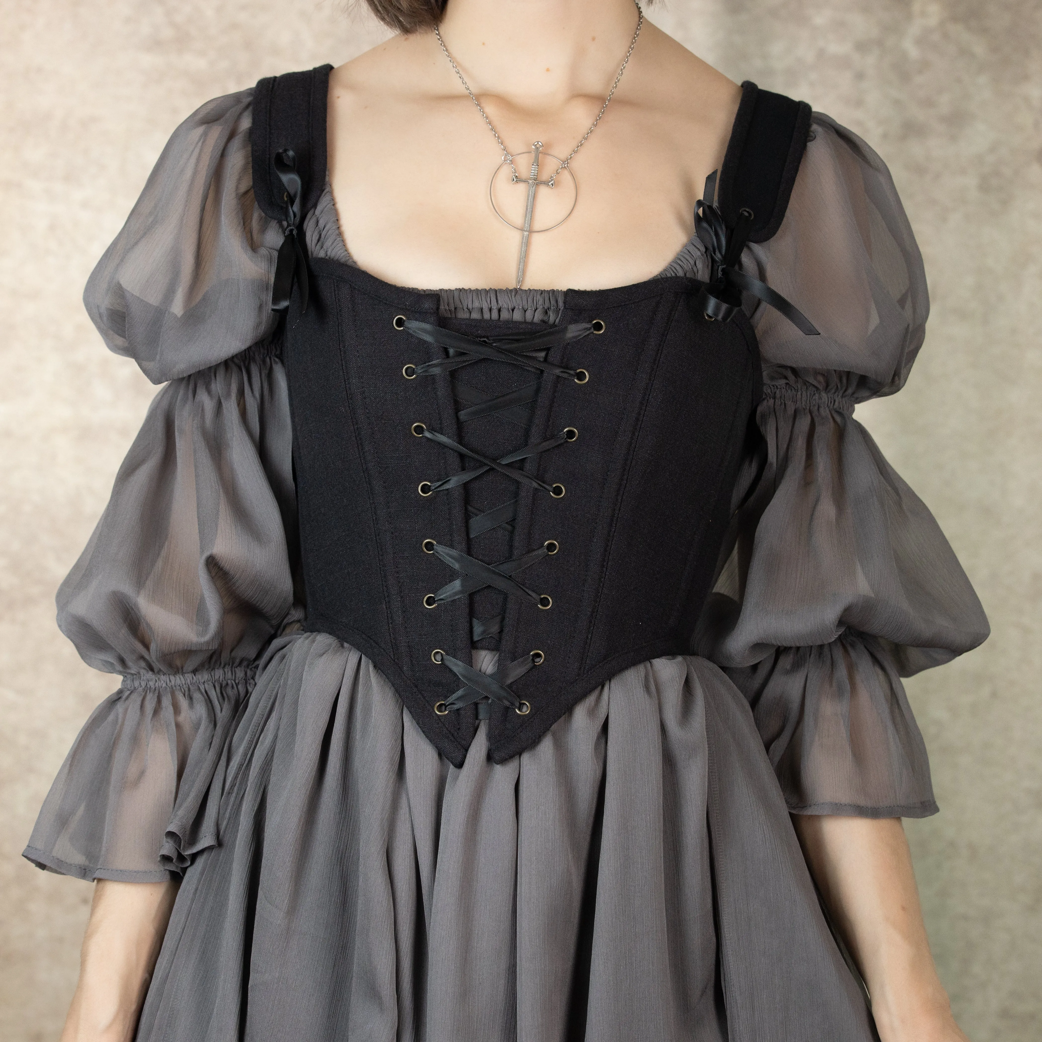 Black Cotton Corset Top