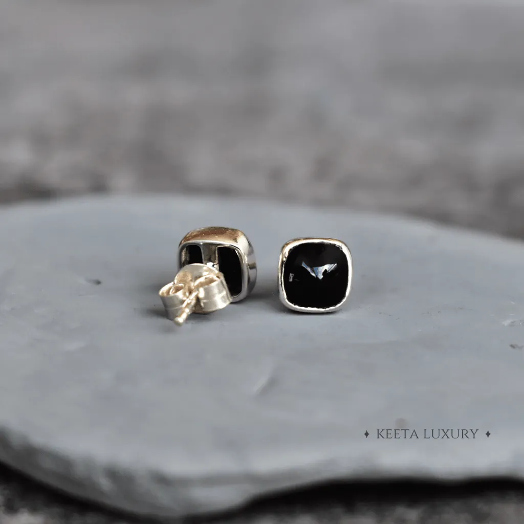 Black Cushion - Onyx Studs