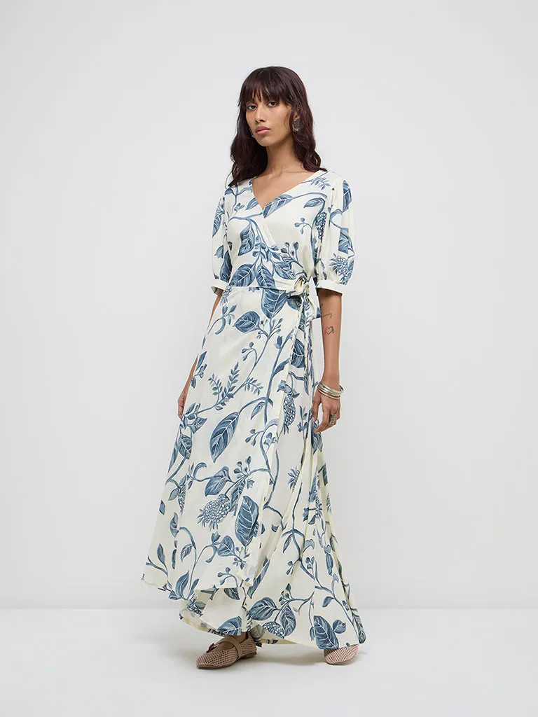 Bombay Paisley Off-White Botanical Printed Maxi Dress