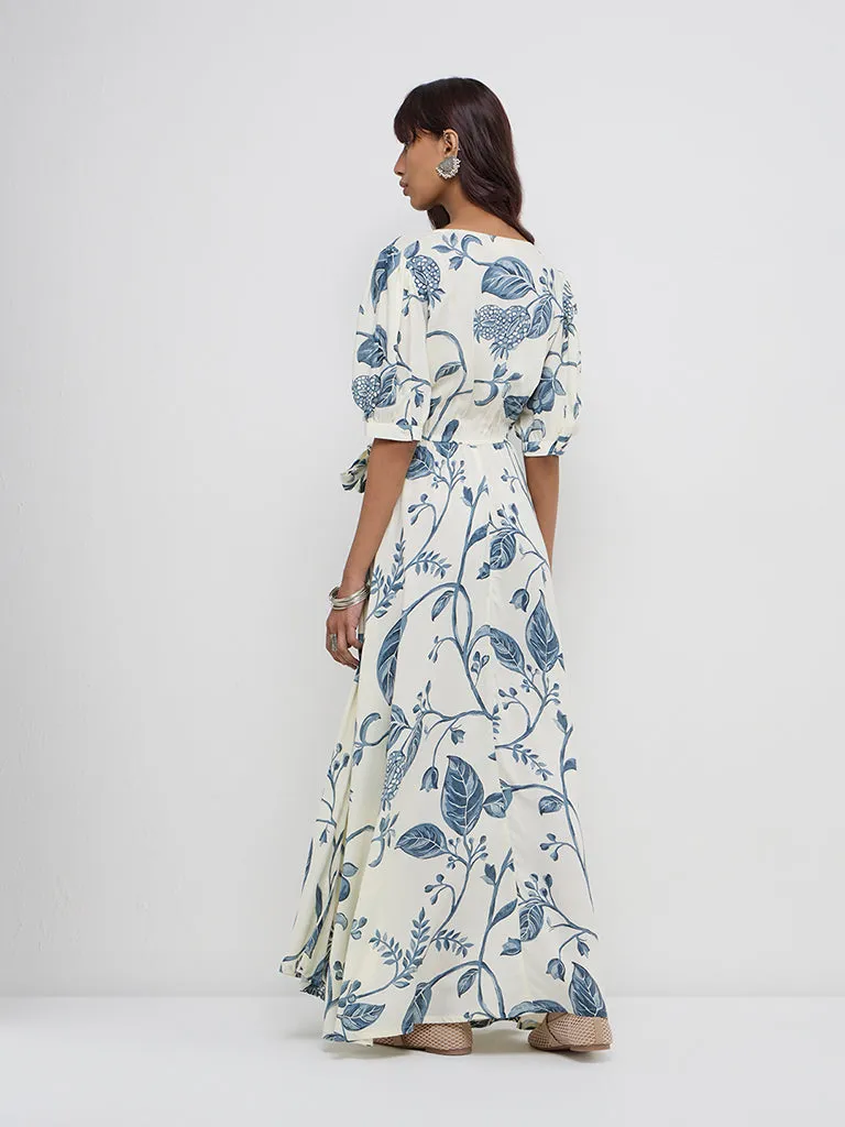 Bombay Paisley Off-White Botanical Printed Maxi Dress