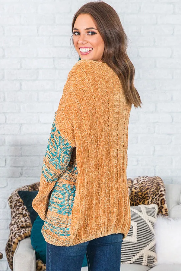 Bonfire Weather Chenille Sweater In Mustard