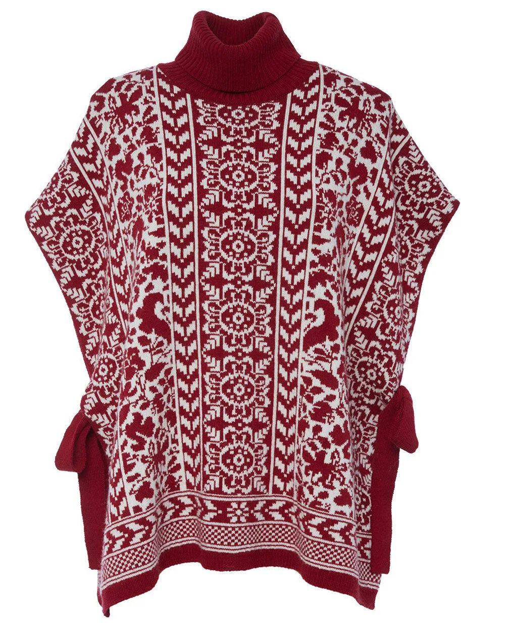 Bordeaux Norwegian Bicolor High Neck Poncho