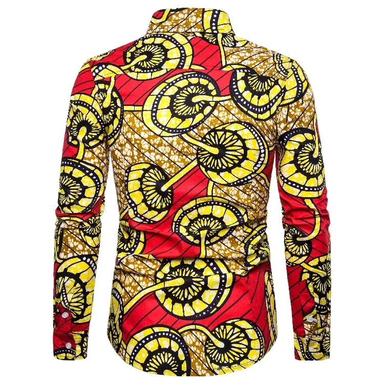 Bottoming Shirt Shirt Foreign Trade Men's Printed Long-sleeved Shirt