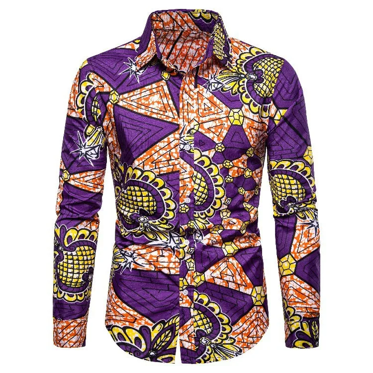 Bottoming Shirt Shirt Foreign Trade Men's Printed Long-sleeved Shirt