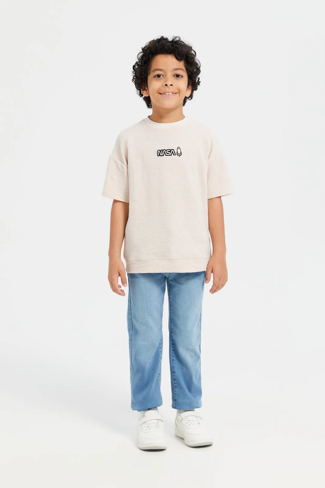 Boys Blue Elasticated Waist Jeans