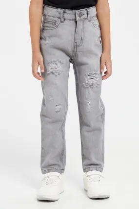 Boys Grey Ripped Jeans