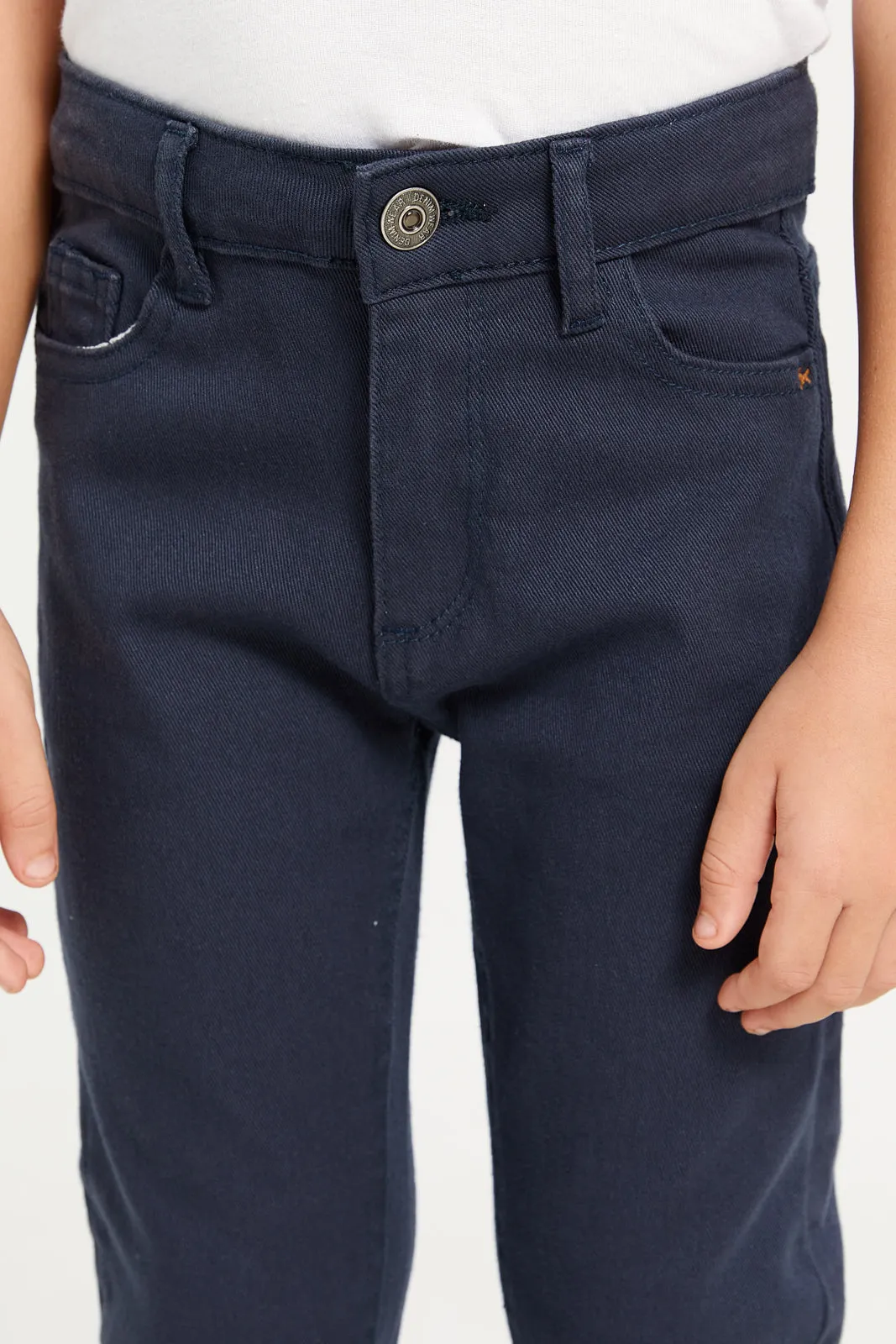 Boys Navy 5 Pocket Plain Denim Jeans