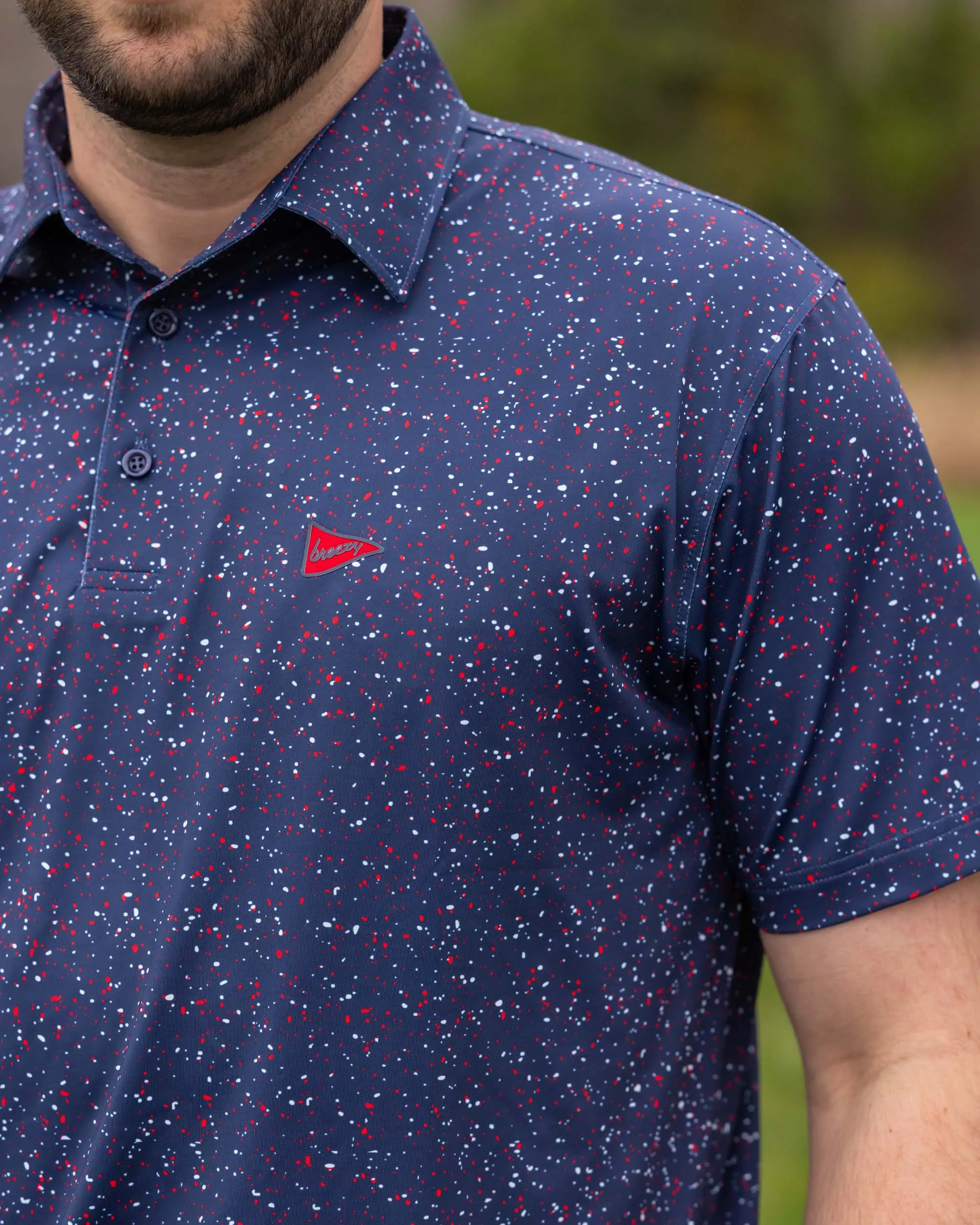 Breezy Golf The USA Splatter Navy Polo Shirt